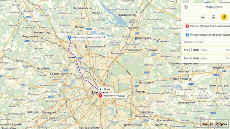 как да направите маршрут чрез карти Yandex с кола