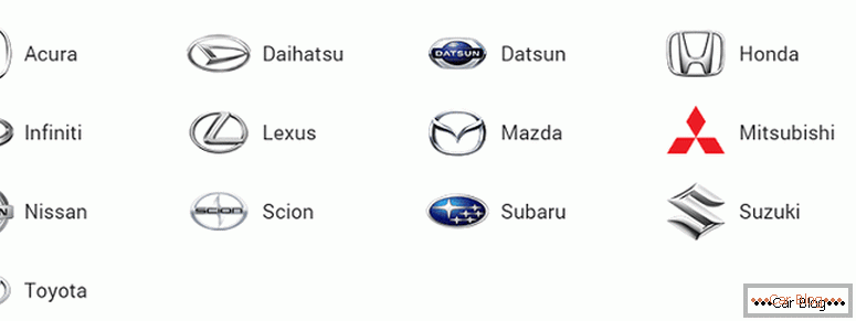къде да намерите всички марки японски автомобили и техните значки с имена и снимки